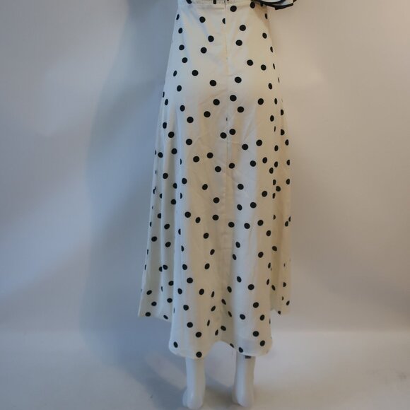 NWT Womens Benaar Natalie Ivory Black Polka Dot One Shoulder Paris Midi Dress S - Picture 13 of 15